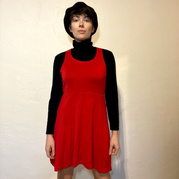 Red Sleeveless Stretch Swing Dress - Picture 1 of 5
